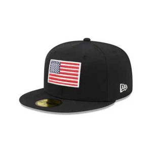 New Era Mens Navy Blue USA Flag Logo 59Fifty Fitted Hat Embroidered Size 6 1/2 - Picture 1 of 8