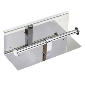 Stainless Steel Double Toilet Paper Holder Towel Roll Tissue Rack Storage Shelf - Picture 1 of 15