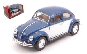 MODELLINO AUTO STATICO KINSMART VW MAGGIOLINO BEETLE 1967 BLU/BIANCO CM 12 BOX - Foto 1 di 5