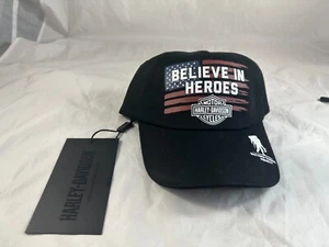 Harley-Davidson Men's Wounded Warrior Believe in Heroes Trucker Cap - Black - Picture 1 of 11