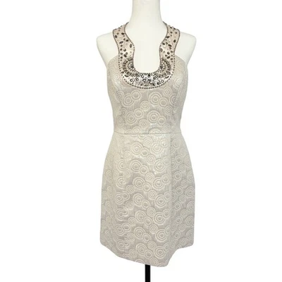 Laundry Shelli Segal Jacquard Embellished Holiday NYE Cocktail Mini Dress 8 - Image 1 of 4
