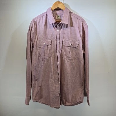 Camisa informal con bolsillos delanteros y botones manga larga borgoña XL azul marino antigua para hombre Foto 1 de 4