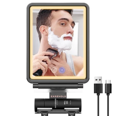 Душевое зеркало без запотевания для бритья, светодиодное зеркало с подогревом с 3 цветными лампами, Adj... - Изображение 1 из 4