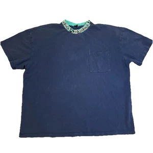 Brain Dead Thicker Short Sleeve Shirt Blue Medium Pocket Spell Out RARE L - Bild 1 von 6