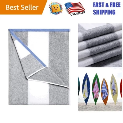 Toalla de playa a rayas grises Ultimate - Grande 70x35 pulgadas algodón suave elegancia Foto 1 de 4