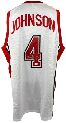 Larry Johnson autographed signed jersey NBA Charlotte Hornets JSA COA - Image 1 of 4