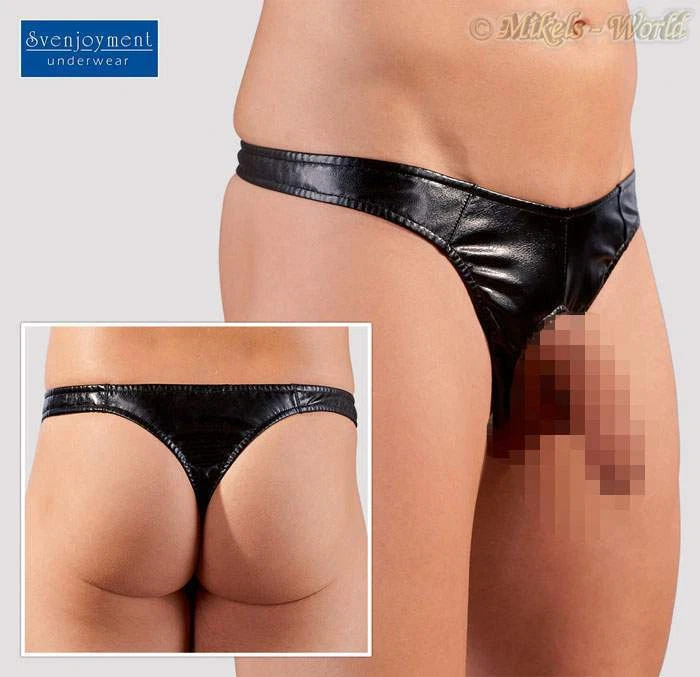 Dessous - Scharfer glänzender Showmaster Rio-String ouvert schwarz  - Bild 1 von 1