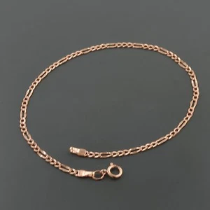 14K ROSE GOLD 2.1MM WIDE FANCY FIGARO LINK 7.5 INCH BRACELET - Picture 1 of 2