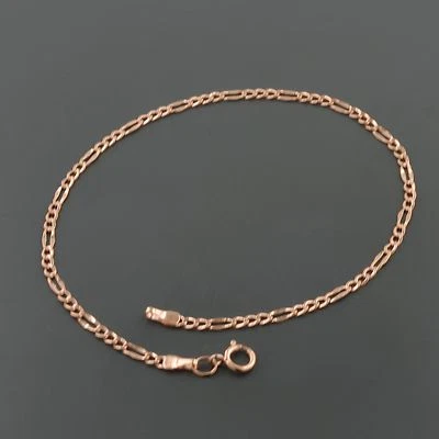 PULSERA DE 7,5 PULGADAS ESLABONES FIGARO DE LUJO DE ORO ROSA 14K DE 2,1 MM DE ANCHO Foto 1 de 2