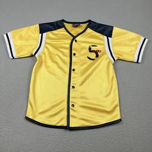 VINTAGE Fubu 05 Jersey Youth Boys Small 8/10 Yellow Blue Red Graphic Logo Snap - Picture 1 of 9
