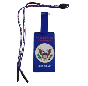 Étiquette bagage personnel bleu rouge campagne présidentielle 2008 Maison Blanche Obama Hillary - Photo 1/11