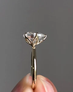 2Ct Pear Moissanite Tulip Setting Solitaire Engagement Ring 14k Yellow Gold Over - Picture 1 of 4