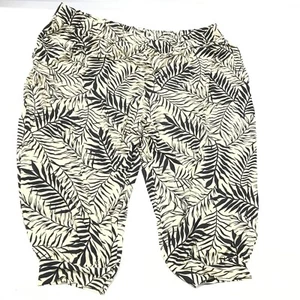 Yours Curve Women’s Leaf Print Harem Pants Crop Joggers Size 26-28 Beige Trouser - Picture 1 of 7