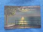Vintage Kenosha, WI, Moonlight on Lake Michigan, Eichelman Park Postcard