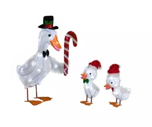 Cappello Babbo Natale Winter Wonder Lane Natale Anatra Famiglia Candy Cane Illuminato Giardino Arte - Foto 1 di 4