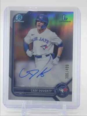 CADE DOUGHTY 2022 BOWMAN CHROME DRAFT 1ST REFRACTOR AUTO 386/499 - Image 1 of 2