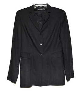 Chaqueta Blazer Tahari Negra Rayón Mezcla Lino Bolsillos con Solapa Mujer Talla 4 EE. UU. - Imagen 1 de 10