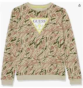 GUESS Big Boys French Terry All Over Zebra Print Triangle Sweatshirt Size 16 NWT - Picture 1 of 8