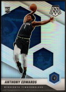 ANTHONY EDWARDS $200++ ROOKIE HOLO SILVER PRIZMS 201 RC SP 2020-21 PANINI MOSAIC