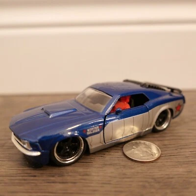 Diecast Car Marvel Winter Soldier 1970 Blue Ford Mustang Jada Scale 1:32 - Image 1 of 3
