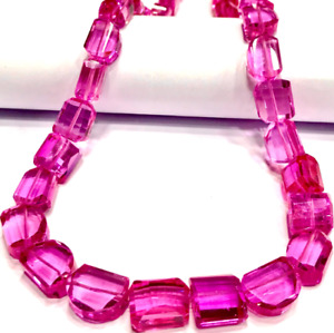 AAA+ Pink Sapphire Faceted Nuggets Bead 13-14mm Laser Cut Sapphire Tumbled Beads