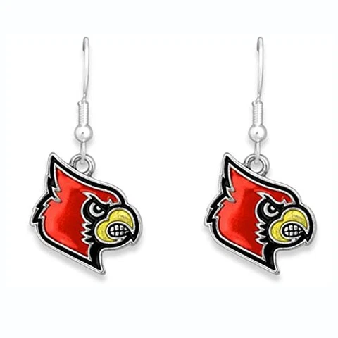 40032 Louisville Silver Tone Fishhook Earrings with Iridescent Team Logo Charm Cover