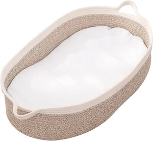 Handmade Baby Changing Basket with Cotton Pads - Woven 100% Cotton Rope - Picture 1 of 6