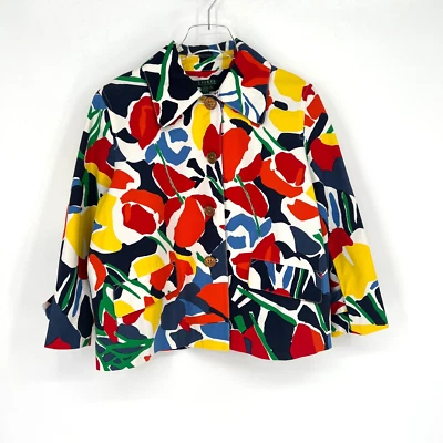 Chaqueta Ralph Lauren Mujer XL Floral Colorido Artístico Maximalista Arco Iris Abrigo Foto 1 de 4