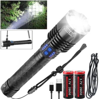 GARBERIEL 1200000lm Super Bright P120 LED Tactical Flashlight Rechargeable Emergency Lamp