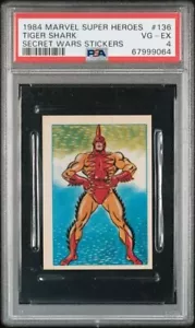 PSA 4 TIGER SHARK 1984 MARVEL SECRET WARS STICKERS #136 MCU SUPER HEROES *TPHLC - Picture 1 of 2