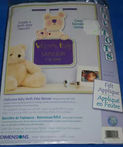 Kit de costura de apliques de fieltro con fecha de nacimiento de bebé Bear Welcome por dimensiones - Imagen 1 de 2