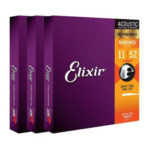 1/3x Elixir 16002 16027 16052 Nanoweb Corde per chitarra acustica leggere - Foto 1 di 19