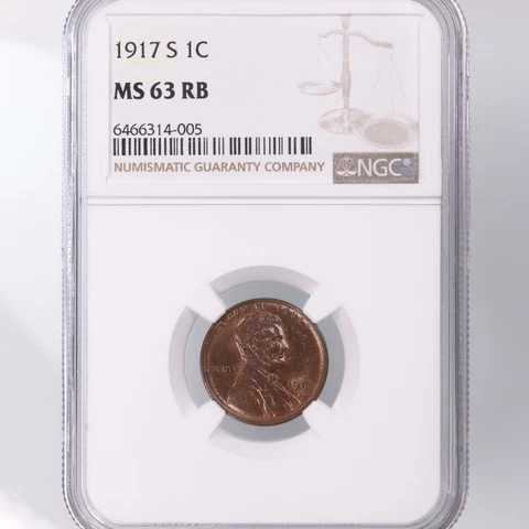 1917-S Lincoln 1C NGC Certified MS63RB Cover