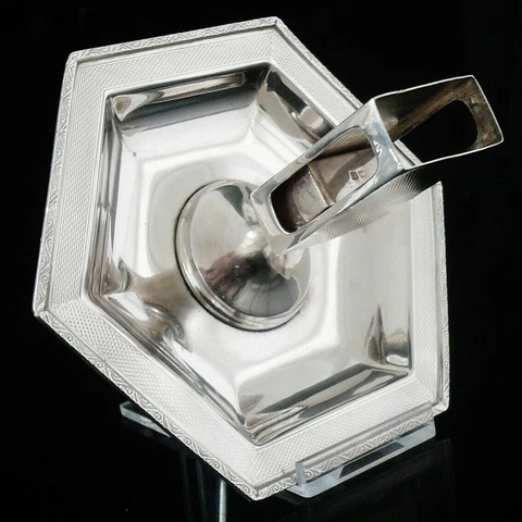 Art Deco Sterling Silver Combination Ashtray & Matchbox Holder, Mappin & Webb Cover