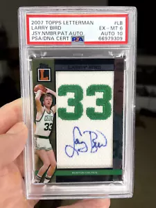 2007 Topps Letterman Jersey #'d Patch Auto /9 Larry Bird PSA Graded - Picture 1 of 2