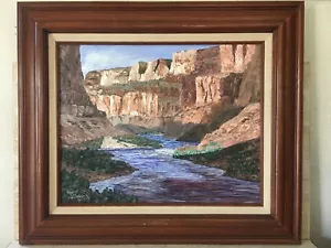 Bonnie Lee Hollifield olio vintage deserto scogliera fiume sud-ovest paesaggio Impasto - Foto 1 di 13