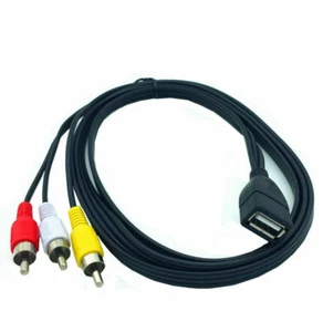 USB A Female to 3 RCA Phono AV Cable Lead PC TV Aux Audio Video Adapter 1.5m - Picture 1 of 8