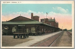 HORNELL NY ESTACIÓN DE FERROCARRIL DEPÓSITO DE FERROCARRIL POSTAL ANTIGUA - Imagen 1 de 2