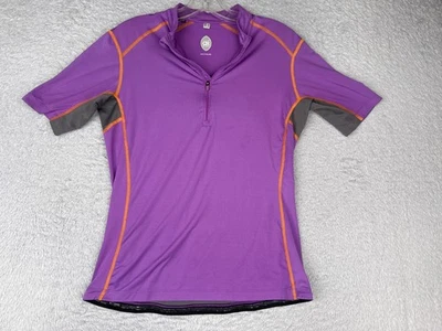 Camiseta deportiva de ciclismo Club Ride para mujer pequeña púrpura gris 1/2 cremallera manga corta poliéster Foto 1 de 4