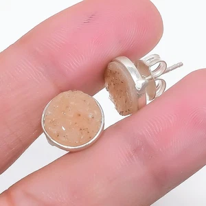 Titanium Druzy Gemstone Handmade Tops 925 Sterling Silver Earring s436 - Picture 1 of 3