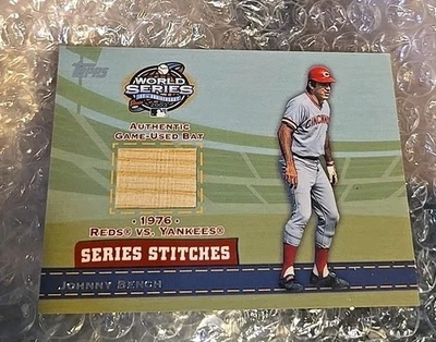 2004 Topps Series Stitches Johnny Bench game used bat patch relic REDS  - Image 1 of 2