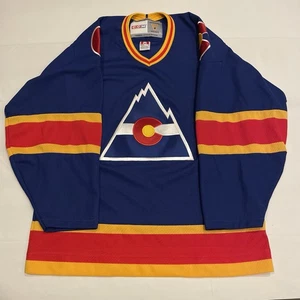 CCM Colorado Rockies NHL Hockey Jersey Vintage Blu Royal Taglia Adulto Uomo M - Foto 1 di 4