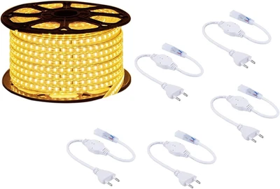 - Bobina Striscia Led Luminosa 100 Metri Luce Bianco Caldo 5050 220V Flessibile  - Immagine 1 di 4