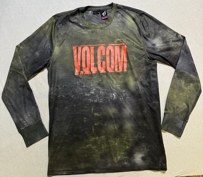 Y2K Volcom Jersey Shirt Size XL Green Graphic Diamond Grunge Skate Long Sleeve - Image 1 of 4