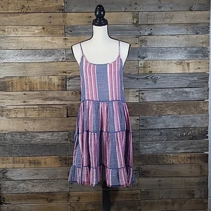 ELAN Cotton Slip Dress Cover-up Backless Blue Pink Stripe Medium - Picture 1 of 10