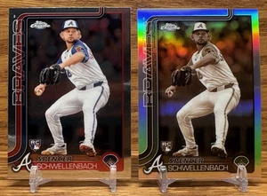 SPENCER SCHWELLENBACH Sepia Refractor + Rookie LOT | 2025 Topps Chrome BRAVES - Picture 1 of 2