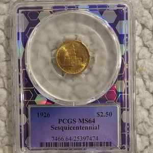 1926 GOLD $2.5 AMERICA SESQUICENTENNIAL COMMEMORATIVE COIN NGC MINT STATE 64 - Picture 1 of 4