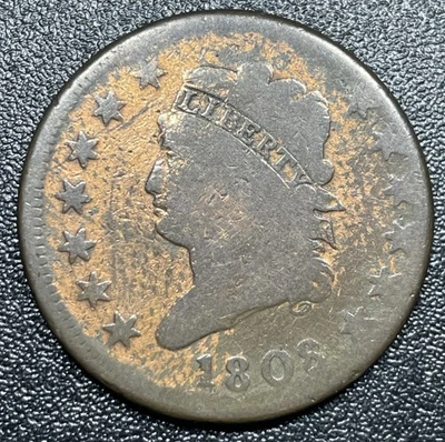 Centavo grande cabeza clásica 1808 1 c mejor fecha cobre temprano Foto 1 de 2