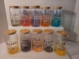 10er Set Dankeschön Geschenke Mitarbeiter Wertschätzung Geschenke 16 Unzen Glas Trinkbecher... - Bild 1 von 6