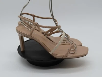 Sandalias Calvin Klein para mujer talla 7,5 beige nude con tiras de vestir tacones punta cuadrada Foto 1 de 4